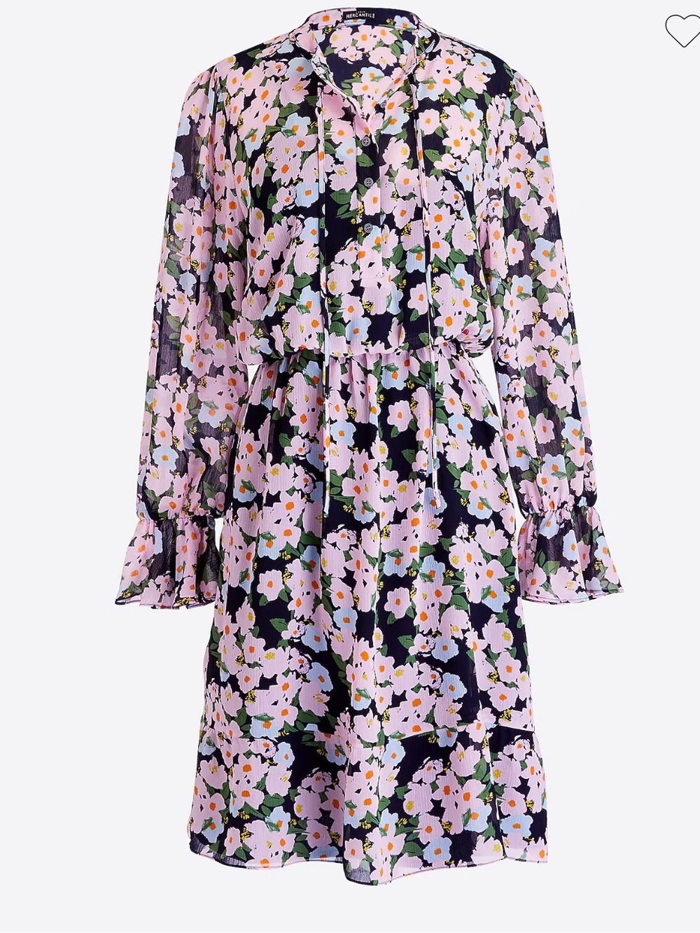 J Crew drapey tie front floral print chiffon dress w removable tank dress Sz MP